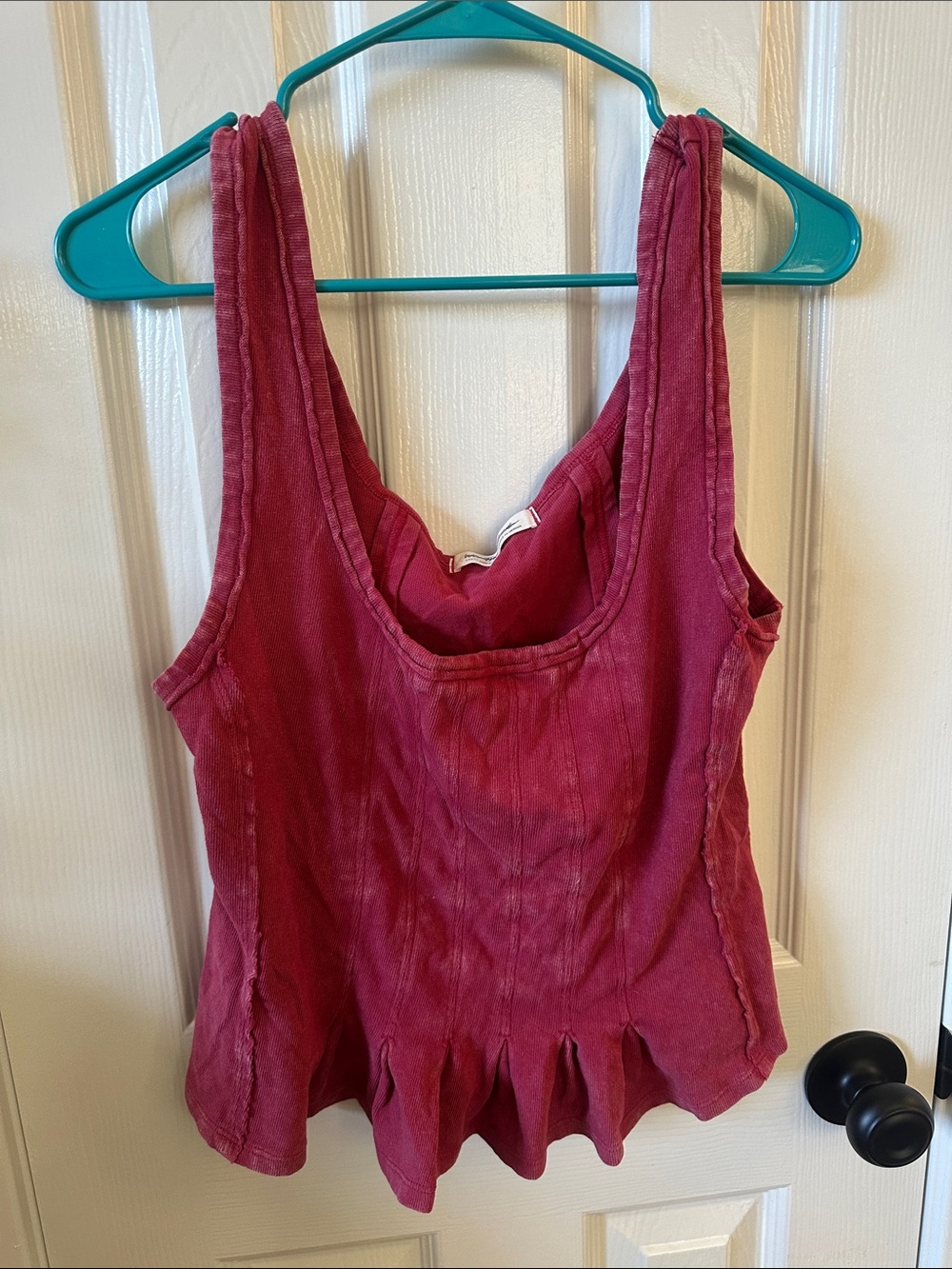 Free People Wine Red Peplum Tank Top